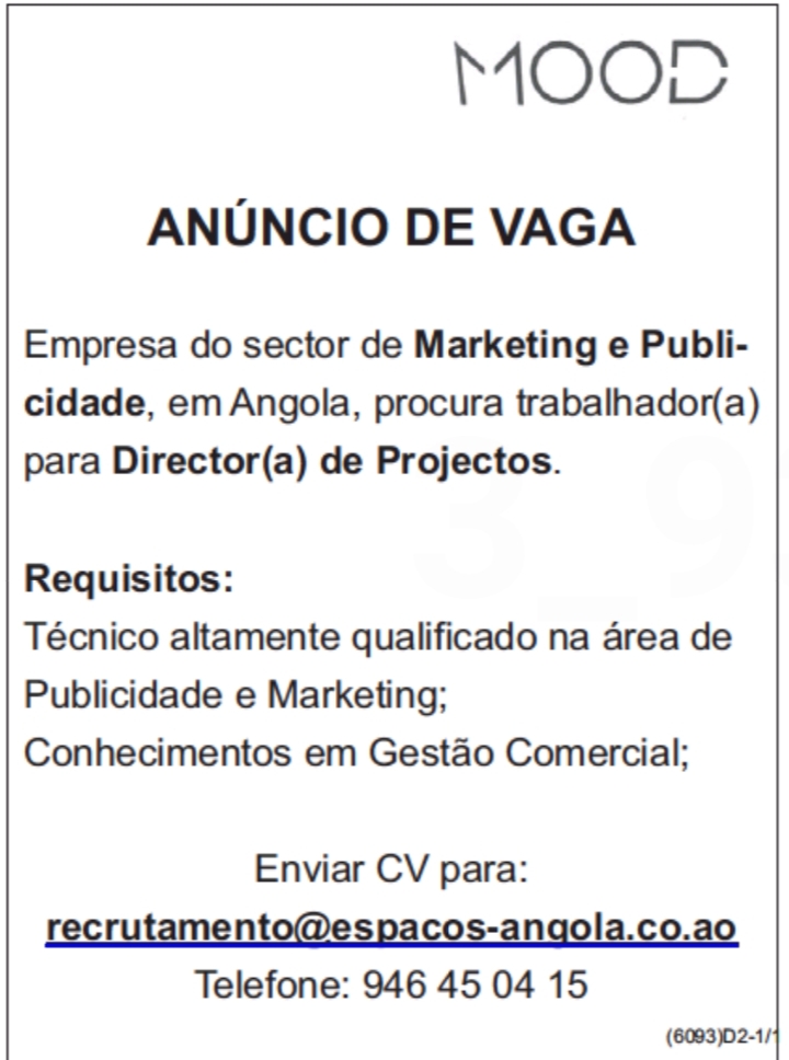 Vaga para Director(a) de Projectos