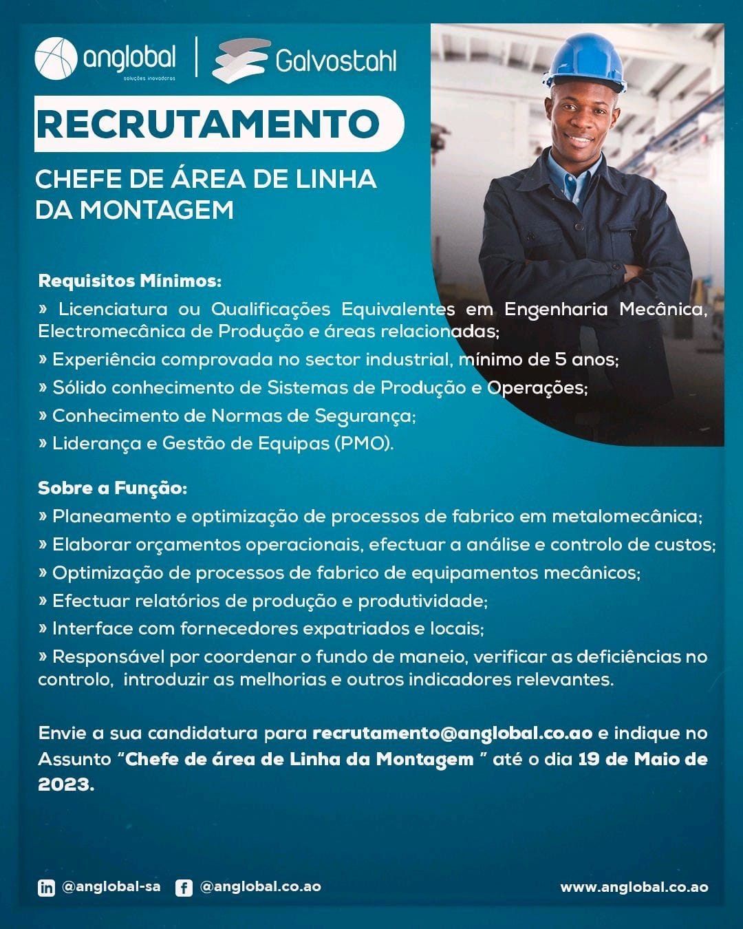 Vaga para Chefe de área de Linha da Montagem