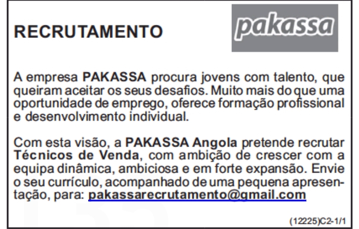 Vaga para Técnicos de Venda