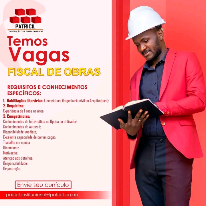 OPORTUNIDADE DE EMPREGO PARA FISCAL DE OBRAS