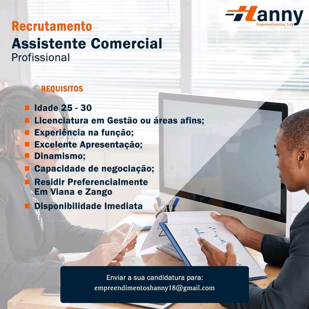 VAGA PARA ASSISTENTE COMERCIAL 