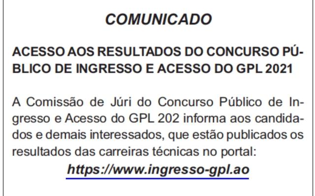 CONCURSO PÚBLICO DO GPL - RESULTADOS JÁ ESTÃO DISPONÍVEIS 