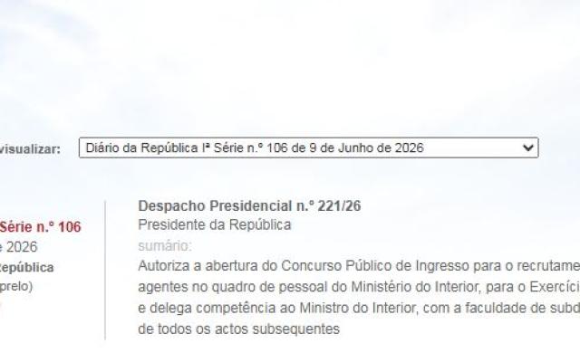 Concurso Público MININT 2026: Ministério do Interior autorizado a recrutar 7.682 novos agentes