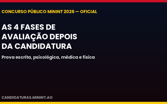 Concurso do MININT: veja as quatro fases de avaliação depois da candidatura