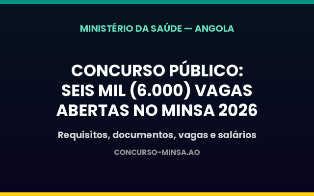 Concurso Público: Seis mil (6.000) Vagas Abertas no Ministério da Saúde (MINSA) 2026