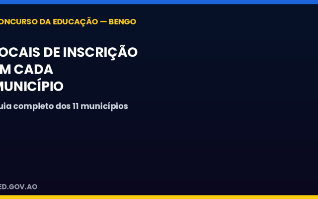 Concurso da Educação no Bengo: veja os locais de inscrição em cada município